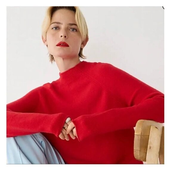 J. Crew Rollneck Wool Alpaca Blend Minimalist Pullover Sweater Holiday Red Size - Picture 1 of 7